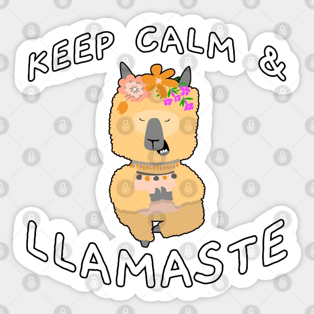 Keep Calm And Llamaste Pose 6 Sticker by Shawnsonart